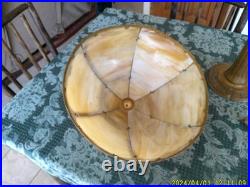 Signed Miller 6 Panel Slag Glass Lamp (as Is)