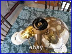 Signed Miller 6 Panel Slag Glass Lamp (as Is)