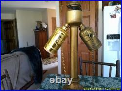 Signed Miller 6 Panel Slag Glass Lamp (as Is)