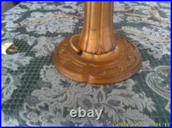 Signed Miller 6 Panel Slag Glass Lamp (as Is)