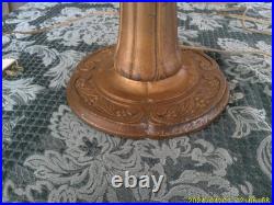 Signed Miller 6 Panel Slag Glass Lamp (as Is)
