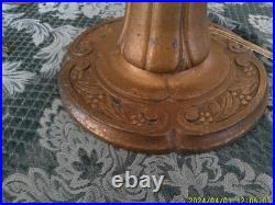 Signed Miller 6 Panel Slag Glass Lamp (as Is)