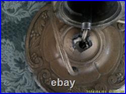 Signed Miller 6 Panel Slag Glass Lamp (as Is)