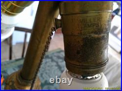Signed Miller 6 Panel Slag Glass Lamp (as Is)