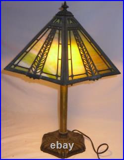 Signed Miller 963 Antique Slag Glass Table Lamp 19 Tall Rare