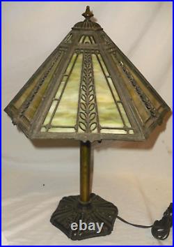 Signed Miller 963 Antique Slag Glass Table Lamp 19 Tall Rare