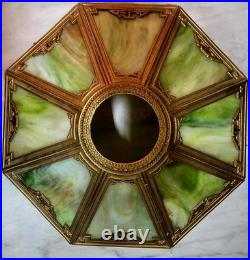 Signed Miller Antique 16 Panel Slag Glass Table Lamp