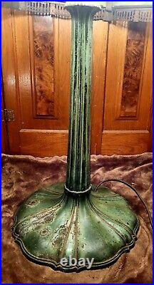 Signed Miller Antique Slag Glass Table Lamp Ornate Filigree