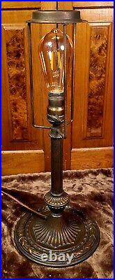 Signed Miller Slag Glass Table Lamp