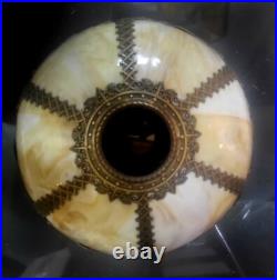 Signed Pittsburgh Antique Slag Glass Double Glass Table Lamp
