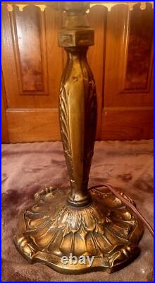 Signed Pittsburgh Antique Slag Glass Double Glass Table Lamp