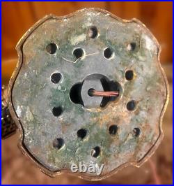 Signed Pittsburgh Antique Slag Glass Double Glass Table Lamp