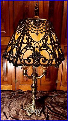 Signed Rembrandt Slag Glass Table Lamp