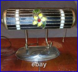 Signed Slan-Lee 1921 Slag Glass Desk Lamp Chicago Gangster Custom Handmade