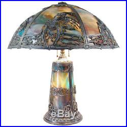 Silver Plated Art Glass Slag Table Lamp 1920's