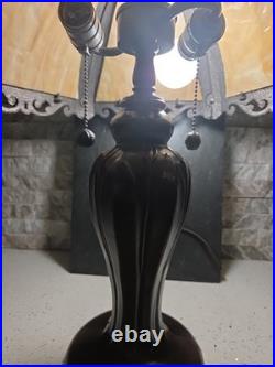 Six Panel Caramel Bent Slag Glass Lamp Shade On A Dale Tiffany Base