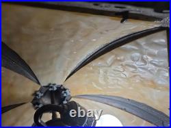 Six Panel Caramel Bent Slag Glass Lamp Shade On A Dale Tiffany Base