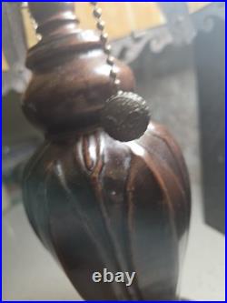 Six Panel Caramel Bent Slag Glass Lamp Shade On A Dale Tiffany Base