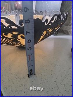 Six Panel Caramel Bent Slag Glass Lamp Shade On A Dale Tiffany Base