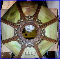 Slag Glass Antique 8 Panel Table Lamp