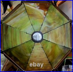 Slag Glass Antique 8 Panel Table Lamp
