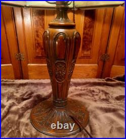 Slag Glass Antique 8 Panel Table Lamp