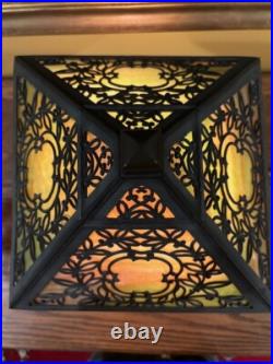 Slag Glass Antique Vintage Arts Crafts Victorian Lamp Bradley Hubbard Handel Era