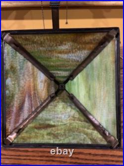 Slag Glass Antique Vintage Arts Crafts Victorian Lamp Bradley Hubbard Handel Era