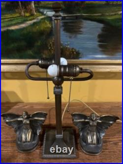 Slag Glass Antique Vintage Arts Crafts Victorian Lamp Bradley Hubbard Handel Era