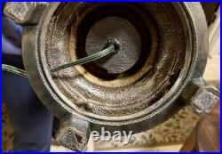 Slag Glass Floral Shade with Vintage 60's Stiffel Solid Brass Base Lamp 30