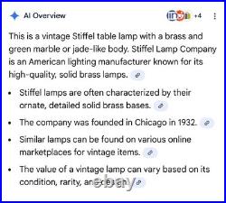 Slag Glass Floral Shade with Vintage 60's Stiffel Solid Brass Base Lamp 30