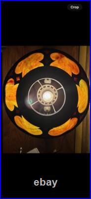 Slag Glass Folk Art Deco Arts Crafts Antique Lamp Bradley Hubbard Era Handel Era