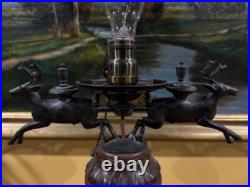 Slag Glass Folk Art Deco Arts Crafts Antique Lamp Bradley Hubbard Era Handel Era