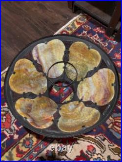 Slag Glass Folk Art Deco Arts Crafts Antique Lamp Bradley Hubbard Era Handel Era