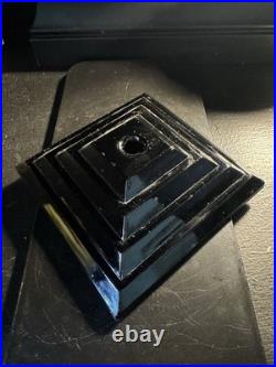 Slag Glass Houze/Vidrio 6 Inch Tiered Skyscraper Base In Black Onyx Style Slag Glass Houze/Vidrio 6 Inch Tiered Skyscraper Base In Black Onyx Style