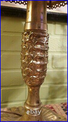 Slag Glass Lamp Bradley & Hubbard/D&K Style Antique Vintage Bronze Lamp