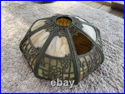 Slag Glass Lamp Shade / Chicago-Empire Lamp Co / 1 Panel Is Missing Slag Glass Lamp Shade / Chicago-Empire Lamp Co / 1 Panel Is Missing