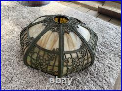 Slag Glass Lamp Shade / Chicago-Empire Lamp Co / 1 Panel Is Missing