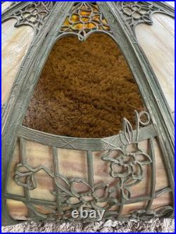 Slag Glass Lamp Shade / Chicago-Empire Lamp Co / 1 Panel Is Missing Slag Glass Lamp Shade / Chicago-Empire Lamp Co / 1 Panel Is Missing