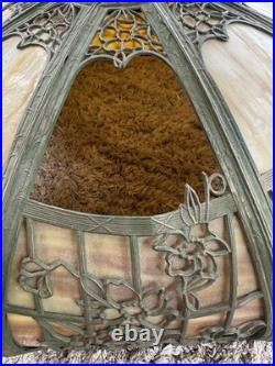 Slag Glass Lamp Shade / Chicago-Empire Lamp Co / 1 Panel Is Missing