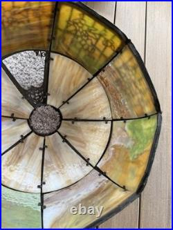 Slag Glass Lamp Shade / Chicago-Empire Lamp Co / 1 Panel Is Missing