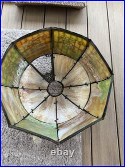 Slag Glass Lamp Shade / Chicago-Empire Lamp Co / 1 Panel Is Missing