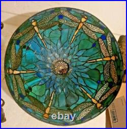 Slag Glass Multi Color Tiffany Style Dragonfly Table Lamp