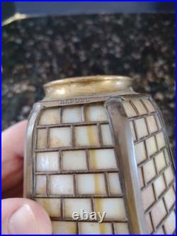 Slag Glass Sconce Part Yellow Handel Fillagree Fitter Shade 2.25 X 4.5 Slag Glass Sconce Part Yellow Handel Fillagree Fitter Shade 2.25 X 4.5