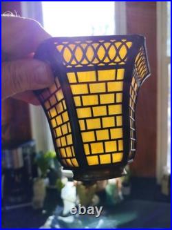 Slag Glass Sconce Part Yellow Handel Fillagree Fitter Shade 2.25 X 4.5 Slag Glass Sconce Part Yellow Handel Fillagree Fitter Shade 2.25 X 4.5