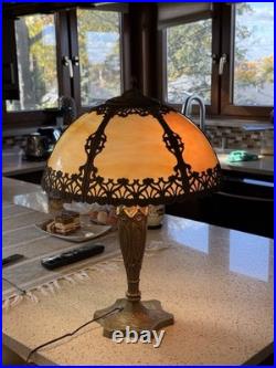 Slag Glass Shade Table Lamp Salem Brothers 1920s