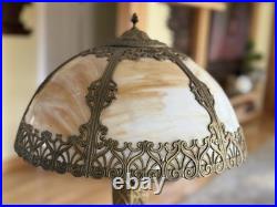 Slag Glass Shade Table Lamp Salem Brothers 1920s