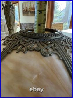 Slag Glass Shade Table Lamp Salem Brothers 1920s