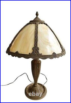 Slag Glass Shade Table Lamp Salem Brothers 1920s