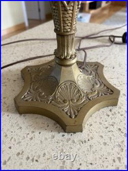 Slag Glass Shade Table Lamp Salem Brothers 1920s